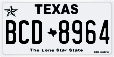 TX license plate BCD8964