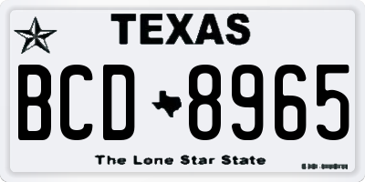 TX license plate BCD8965