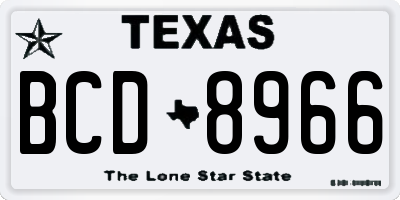 TX license plate BCD8966