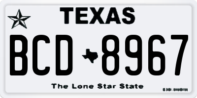 TX license plate BCD8967