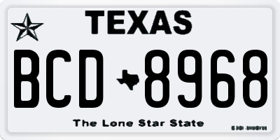 TX license plate BCD8968