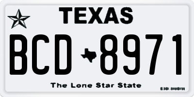 TX license plate BCD8971