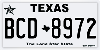 TX license plate BCD8972