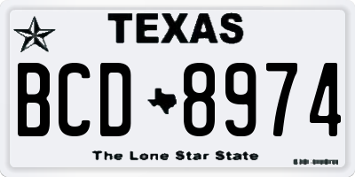 TX license plate BCD8974