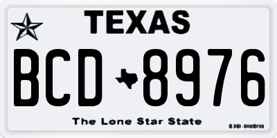 TX license plate BCD8976