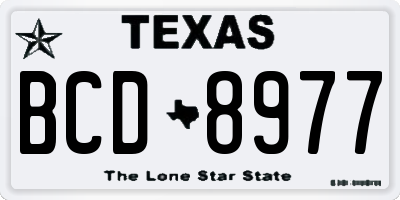 TX license plate BCD8977
