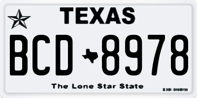 TX license plate BCD8978