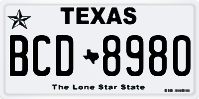 TX license plate BCD8980