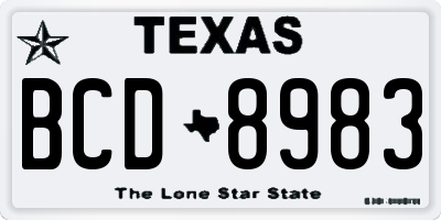 TX license plate BCD8983