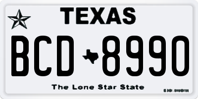 TX license plate BCD8990