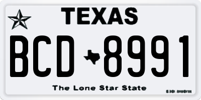 TX license plate BCD8991