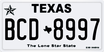 TX license plate BCD8997