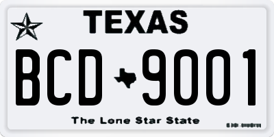 TX license plate BCD9001