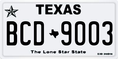 TX license plate BCD9003