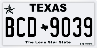 TX license plate BCD9039