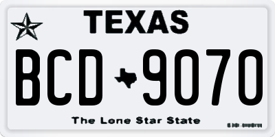 TX license plate BCD9070