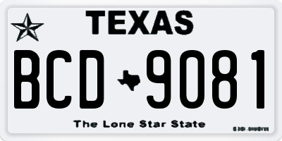TX license plate BCD9081