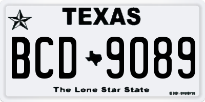 TX license plate BCD9089
