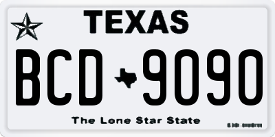 TX license plate BCD9090