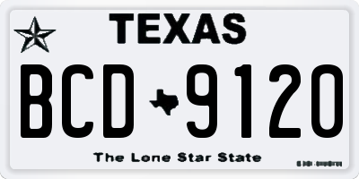 TX license plate BCD9120
