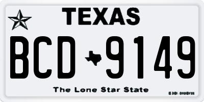 TX license plate BCD9149