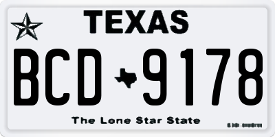 TX license plate BCD9178