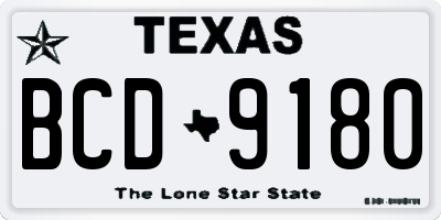 TX license plate BCD9180