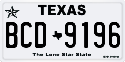 TX license plate BCD9196