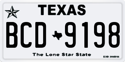 TX license plate BCD9198