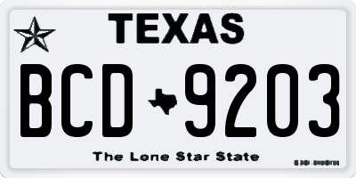 TX license plate BCD9203