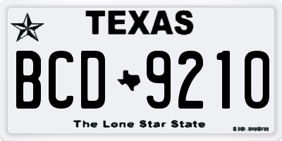 TX license plate BCD9210