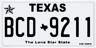 TX license plate BCD9211