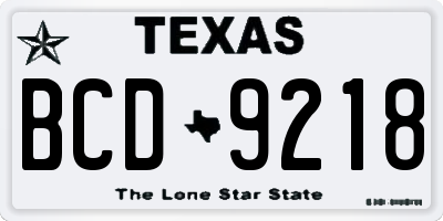 TX license plate BCD9218