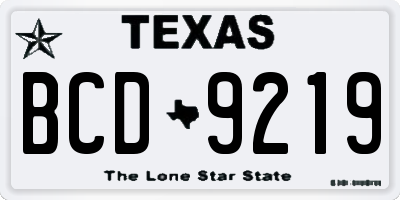 TX license plate BCD9219