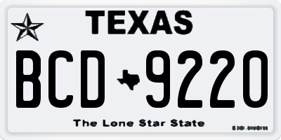 TX license plate BCD9220
