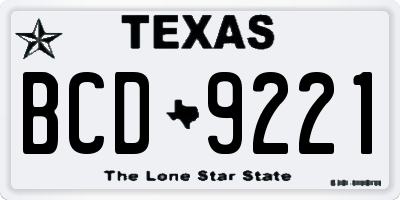 TX license plate BCD9221
