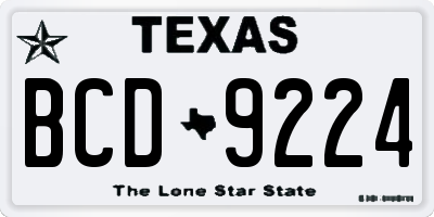 TX license plate BCD9224
