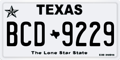TX license plate BCD9229