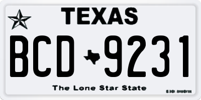 TX license plate BCD9231