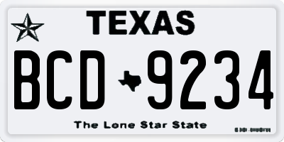 TX license plate BCD9234
