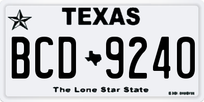 TX license plate BCD9240