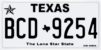 TX license plate BCD9254
