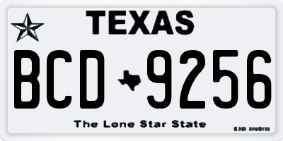 TX license plate BCD9256