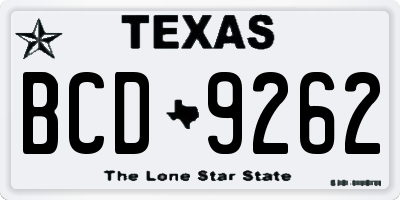 TX license plate BCD9262