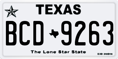 TX license plate BCD9263