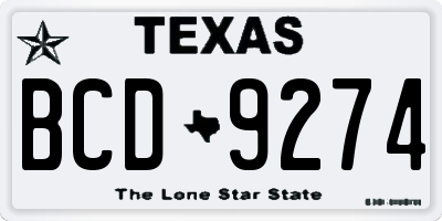 TX license plate BCD9274