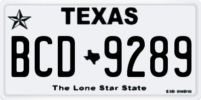 TX license plate BCD9289
