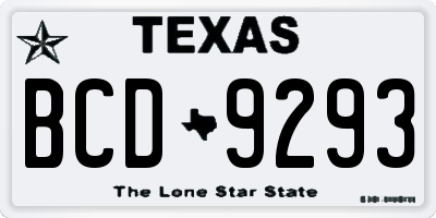 TX license plate BCD9293
