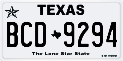 TX license plate BCD9294