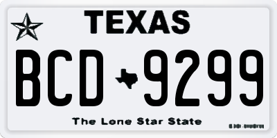 TX license plate BCD9299